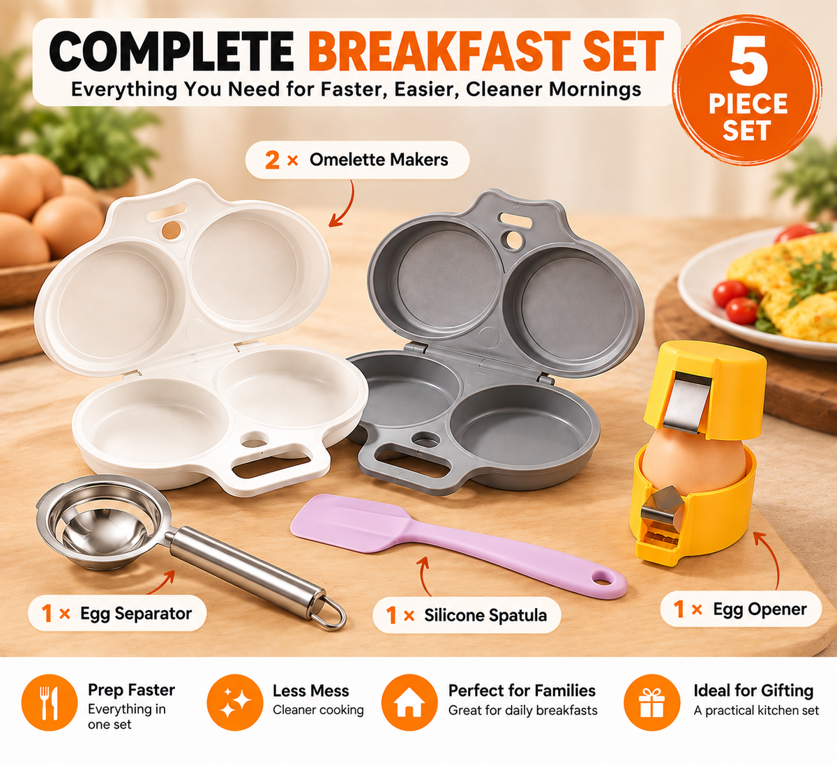 π³2-in-1 Microwave Omelette Maker & Egg Poacher