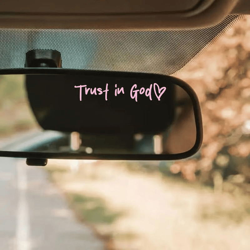 Trust in God Car Rearview Mirror Sticker, Car Rearview Mirror Decal, Inspirational Vinyl Sticker, Ideal Christian Gift