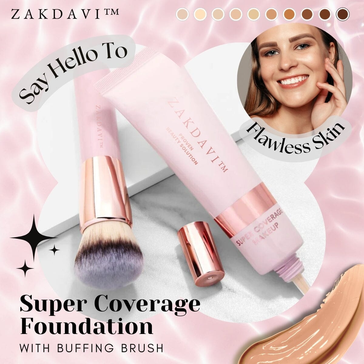 ✨Zakdavi Super Coverage Foundation with Buffing Brush