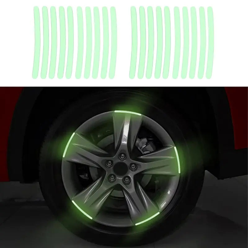 Car Wheel Reflective Stickers 20PCS 🚗 – Universal Motorcycle & Car Rim Safety Decals