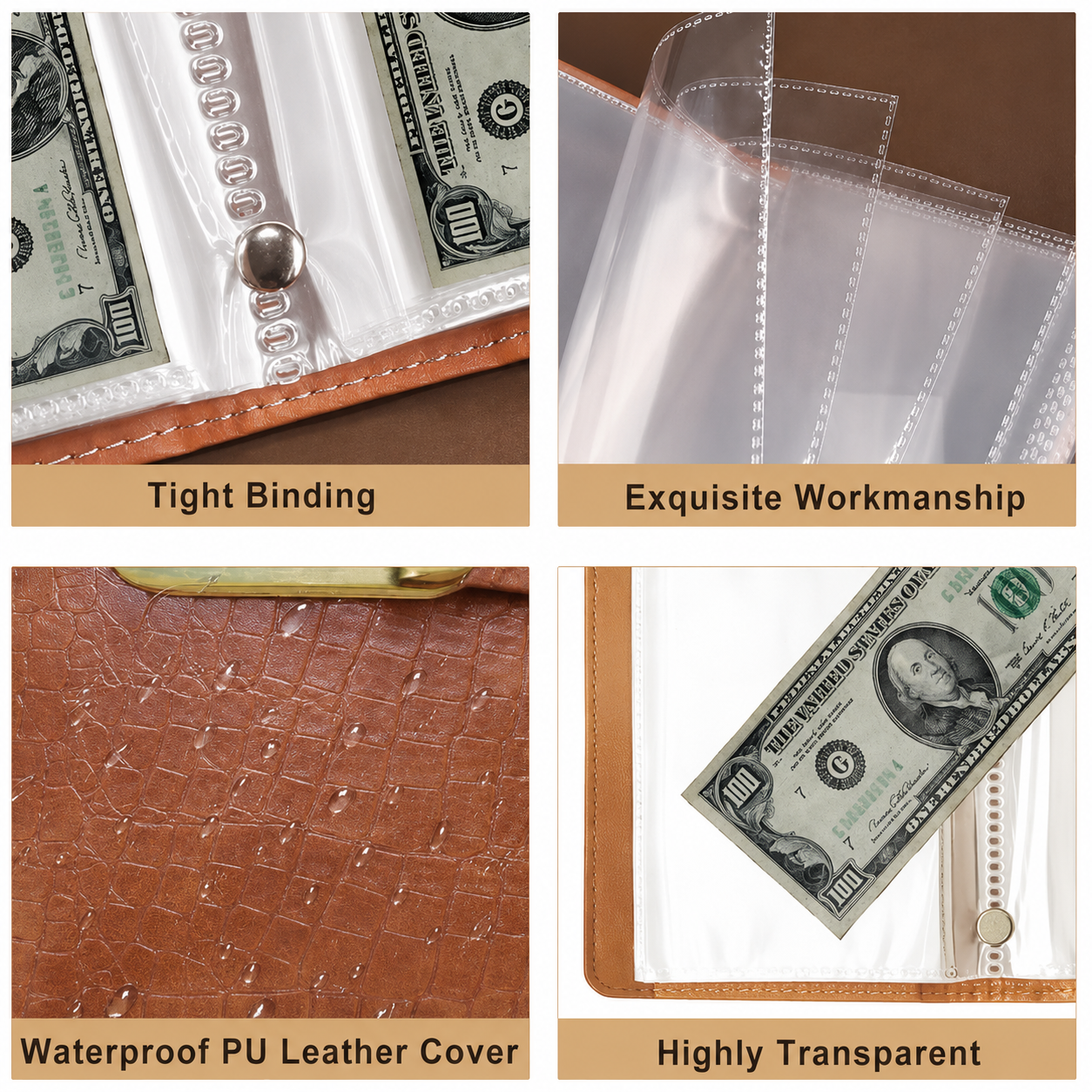 💵100 Transparent Pocket Currency Collectors Album