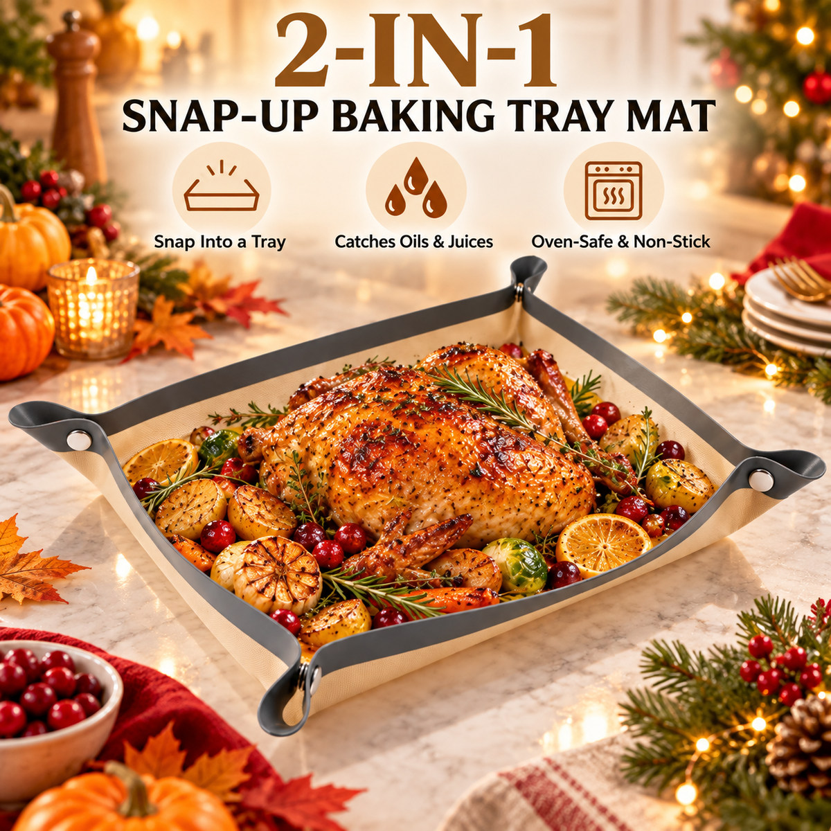 🍪 SnapNest™ 2-in-1 Snap-Up Baking Tray Mat