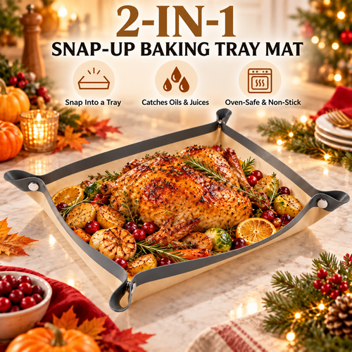 🍪 SnapNest™ 2-in-1 Snap-Up Baking Tray Mat