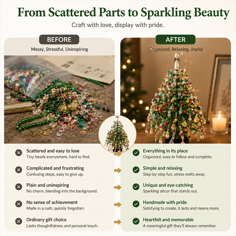🎄DIY Beaded Christmas Tree Kit – 🎅Create Your Own Sparkling Holiday Decoration