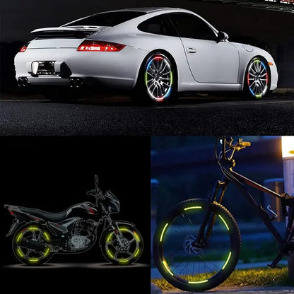Car Wheel Reflective Stickers 20PCS 🚗 – Universal Motorcycle & Car Rim Safety Decals