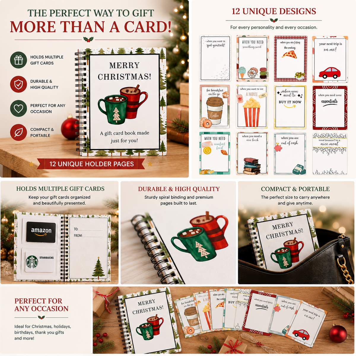 DIY Spiral Bound Merry Christmas Gift Card Album