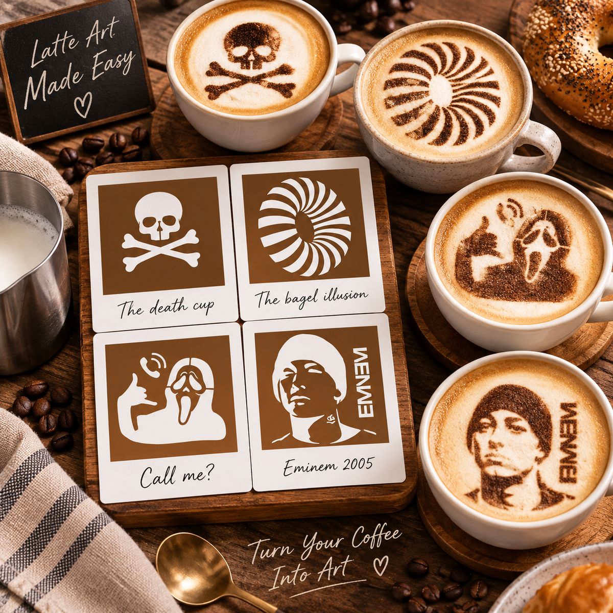 ☕📸 One-Touch Latte Art Camera – 3D Coffee Stencil Printer Kit for Custom Drink Designs ✨