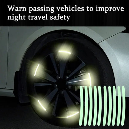 Car Wheel Reflective Stickers 20PCS 🚗 – Universal Motorcycle & Car Rim Safety Decals