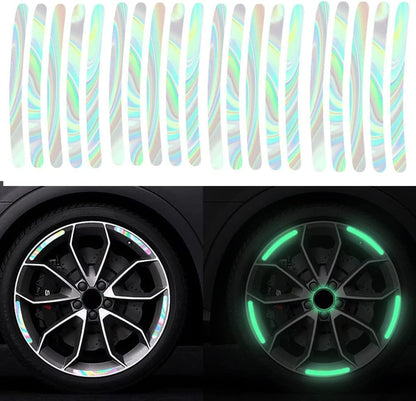 Car Wheel Reflective Stickers 20PCS 🚗 – Universal Motorcycle & Car Rim Safety Decals