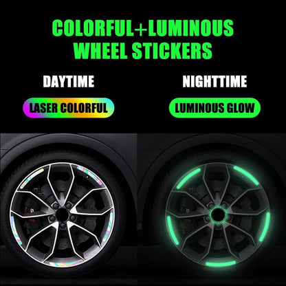 Car Wheel Reflective Stickers 20PCS 🚗 – Universal Motorcycle & Car Rim Safety Decals
