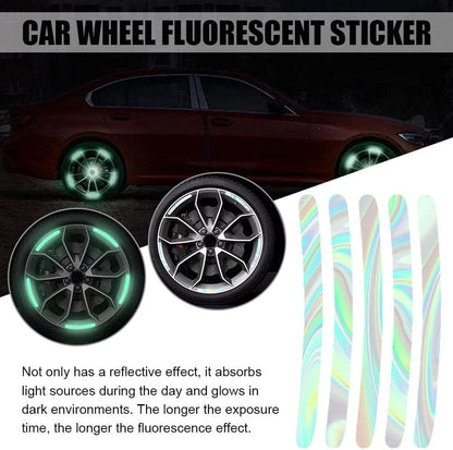 Car Wheel Reflective Stickers 20PCS 🚗 – Universal Motorcycle & Car Rim Safety Decals