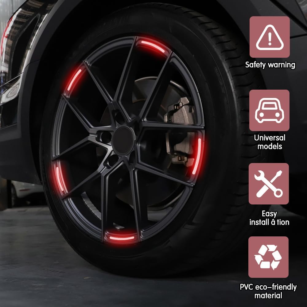Car Wheel Reflective Stickers 20PCS 🚗 – Universal Motorcycle & Car Rim Safety Decals