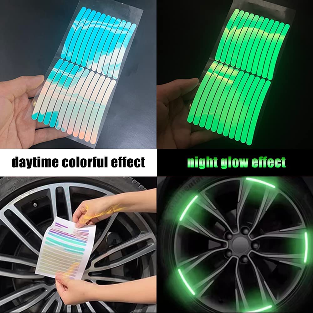 Car Wheel Reflective Stickers 20PCS 🚗 – Universal Motorcycle & Car Rim Safety Decals