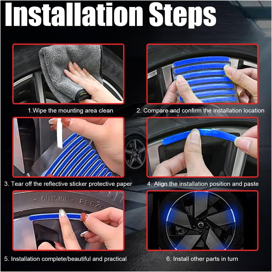 Car Wheel Reflective Stickers 20PCS 🚗 – Universal Motorcycle & Car Rim Safety Decals