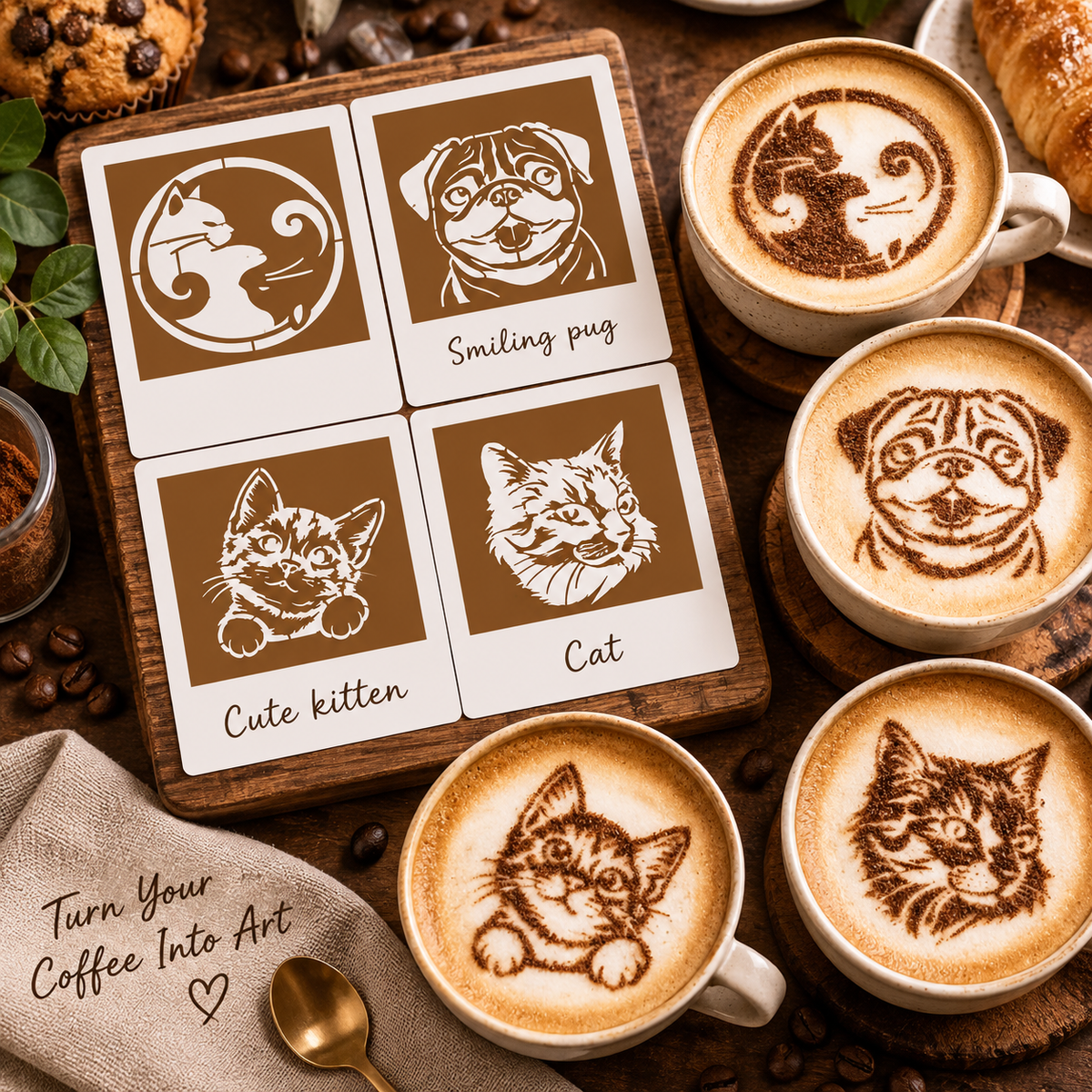 ☕📸 One-Touch Latte Art Camera – 3D Coffee Stencil Printer Kit for Custom Drink Designs ✨