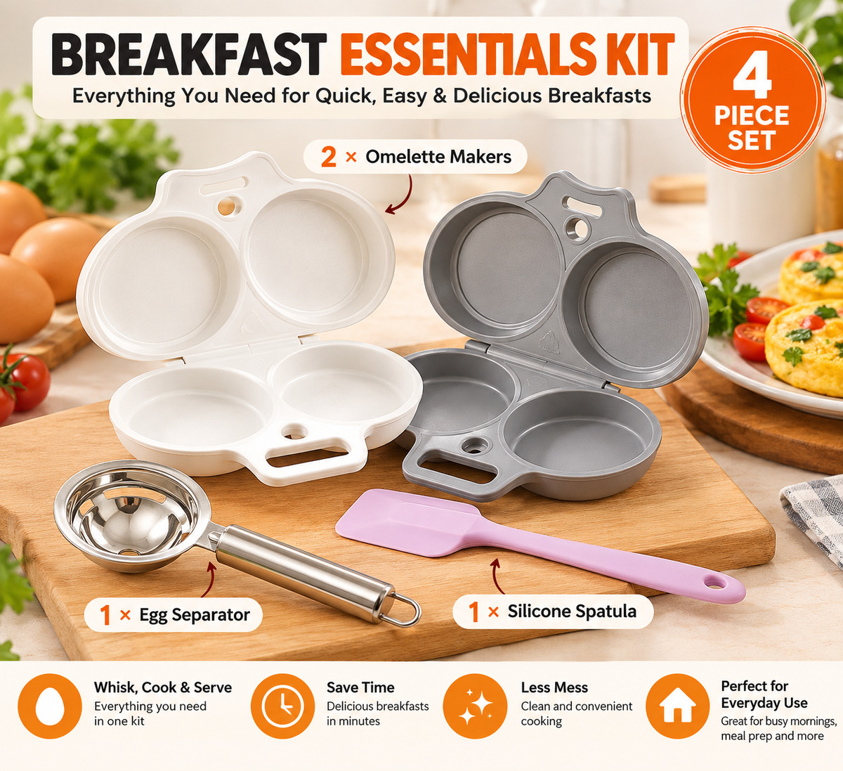 🍳2-in-1 Microwave Omelette Maker & Egg Poacher