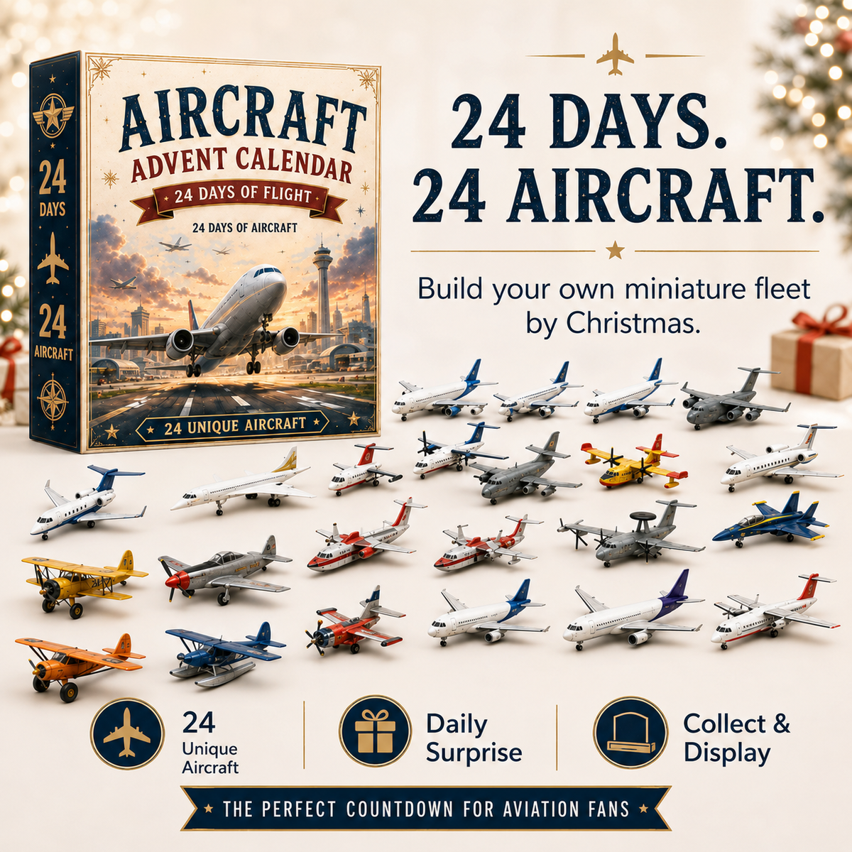 ⏳ Last Day 49% OFF – ✈️ Aircraft Advent Calendar 2026 | 24 Days of Flight with 24 Unique Miniature Airplanes, Jets & Aviation Collectibles 🎄🎁
