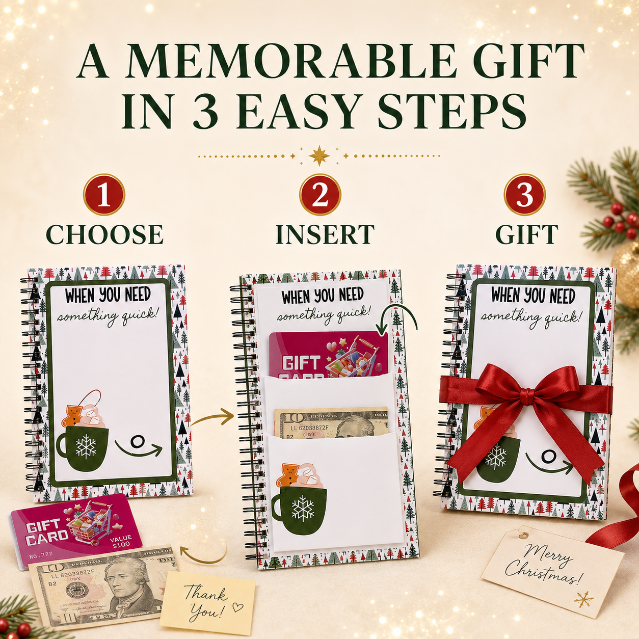 DIY Spiral Bound Merry Christmas Gift Card Album