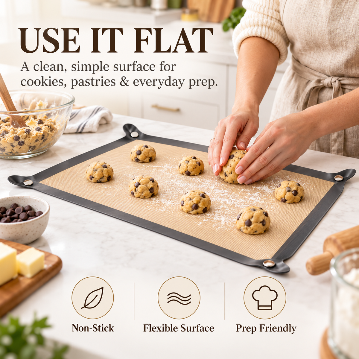 🍪 SnapNest™ 2-in-1 Snap-Up Baking Tray Mat