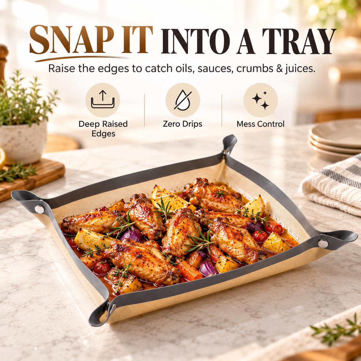 🍪 SnapNest™ 2-in-1 Snap-Up Baking Tray Mat