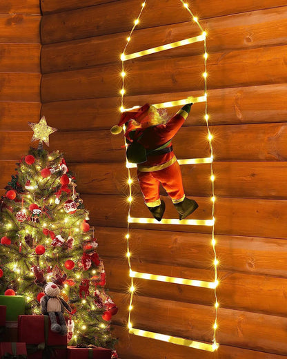 🎅✨ Climb into Christmas Magic: The Ultimate Santa Ladder Decor Lights