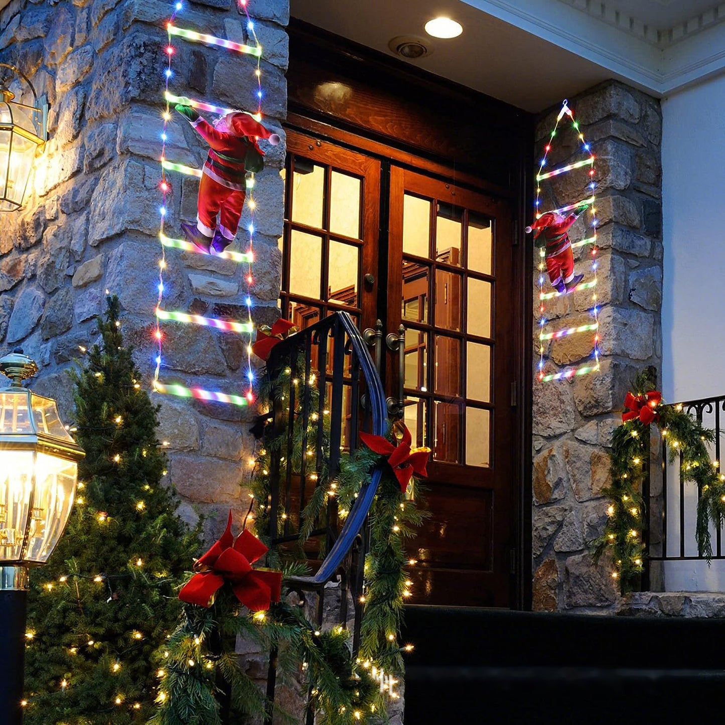 🎅✨ Climb into Christmas Magic: The Ultimate Santa Ladder Decor Lights