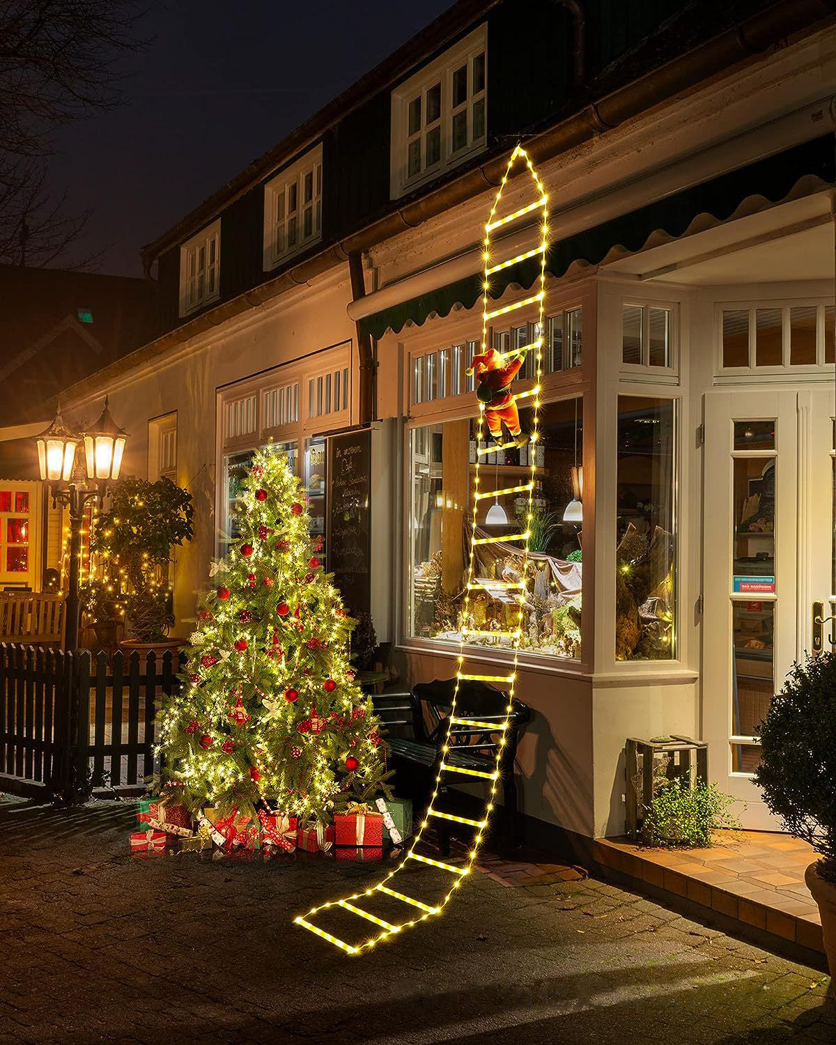 🎅✨ Climb into Christmas Magic: The Ultimate Santa Ladder Decor Lights