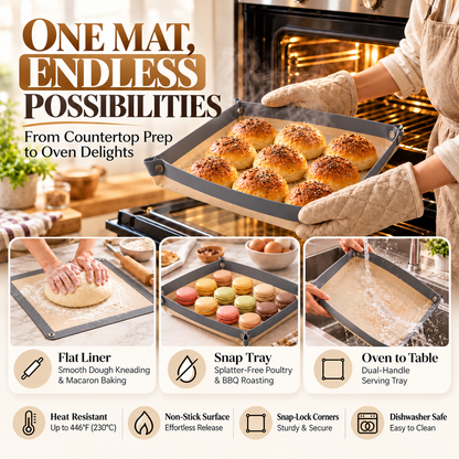🍪 SnapNest™ 2-in-1 Snap-Up Baking Tray Mat