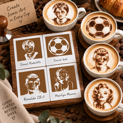 ☕📸 One-Touch Latte Art Camera – 3D Coffee Stencil Printer Kit for Custom Drink Designs ✨
