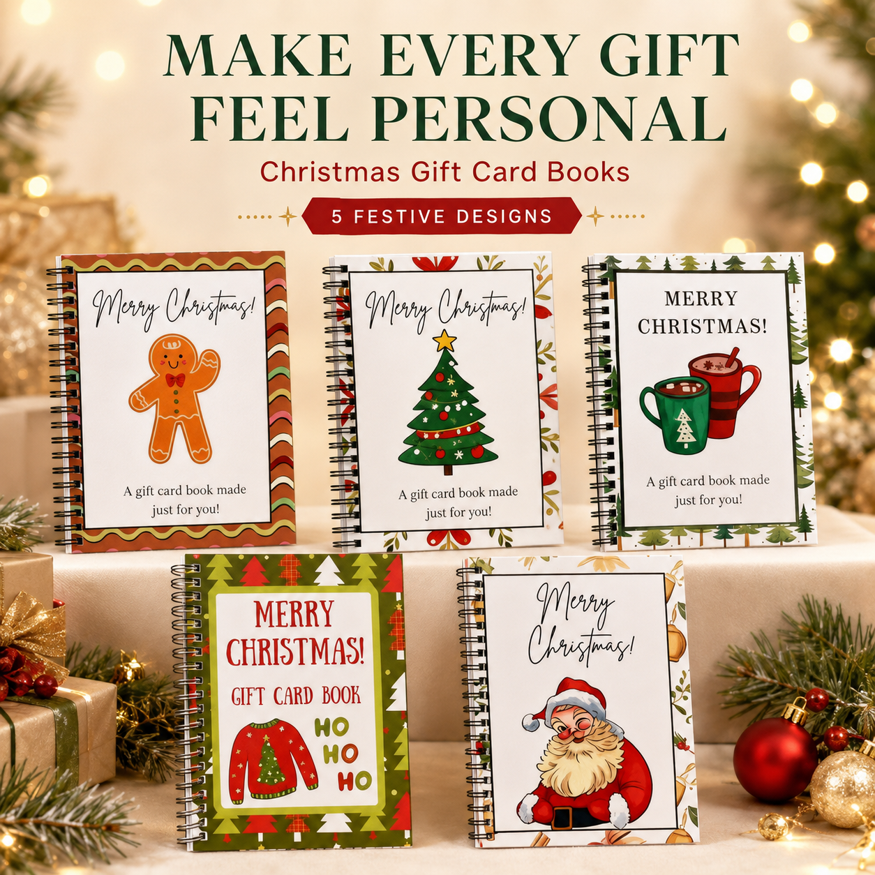 DIY Spiral Bound Merry Christmas Gift Card Album