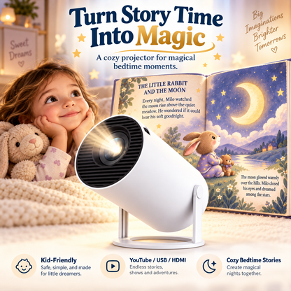 ODALIT™ Smart Storytime Projector for Kids – Big-Screen Reading, Bedtime Stories & Family Fun