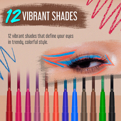 12 Color Waterproof Eyeliner Pen Set